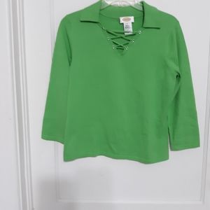 TALBOTS Green Knit Sweater Top Size Medium